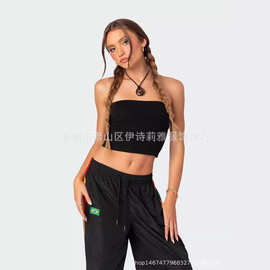 欧美新款套头条纹抹胸修身型背心辣妹性感内搭外穿无肩带裹胸上衣