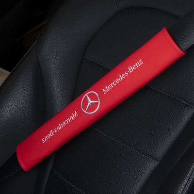 Anti-Strain Seatbelt Shoulder Pad: Seat belt shoulder pad - mercedes-benz-sport-red-pair-6x38cm