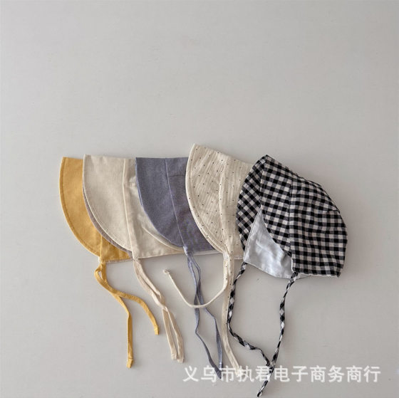 Baby sun hat spring and summer male and female baby Korean style lace-up pullover hat ins thin children go out court hat fashion
