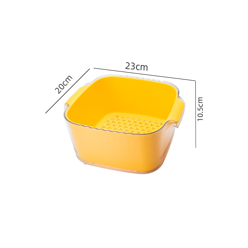 중간 투명-노랑 이중 배수 바구니 [PET + PP]]