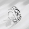 Retro fishing net, woven adjustable ring, silver 925 sample, simple and elegant design