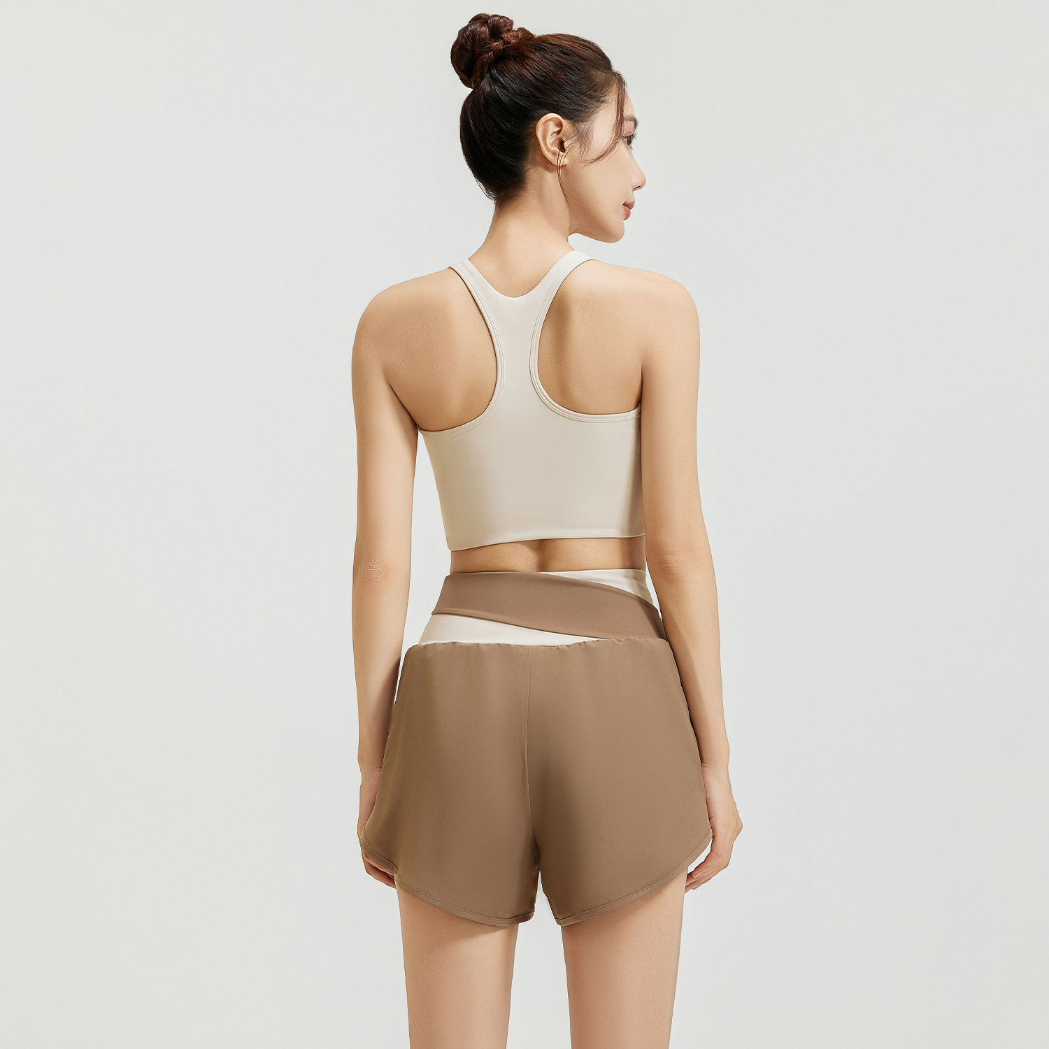 Ju Yi Tang color anti-falso desnudo dos piezas fitness deportivo desnudo yoga conjunto de mujeres