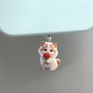Cross-Border New Cute Kitten Dust Plug Mobile Phone Decorative Pendant Cute Dust Plug Mobile Phone Dust Plug