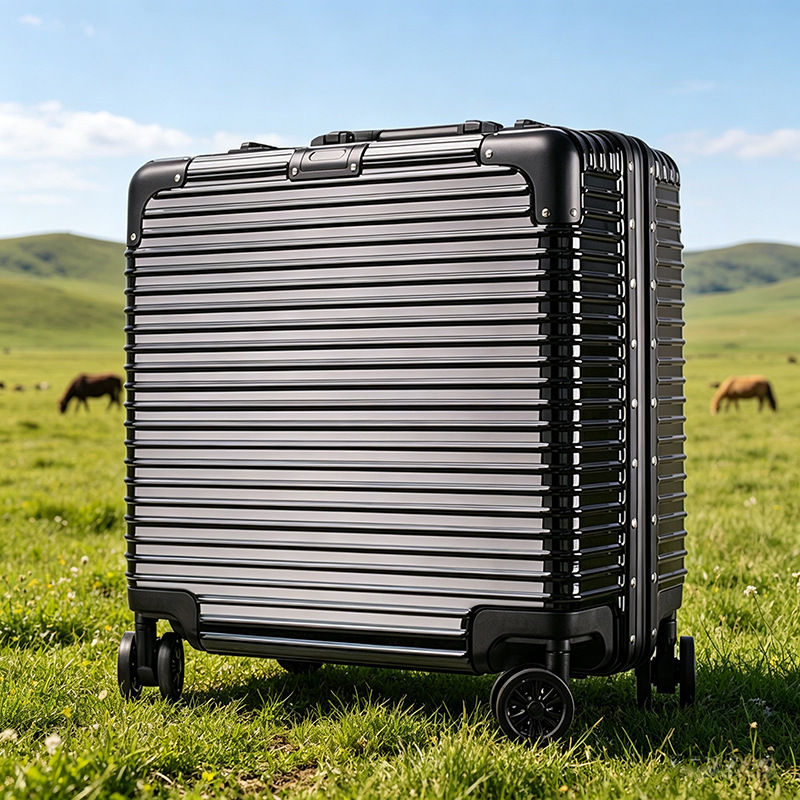 Cross-border aluminum frame suitcase 18inch password carry-on suitcase anti-fall travel suitcase trolley suitcase leather suitcase factory direct sales Cross-border aluminum frame suitcase 18inch password carry-on suitcase anti-fall travel suitcase trolley suitcase leather suitcase factory direct sales