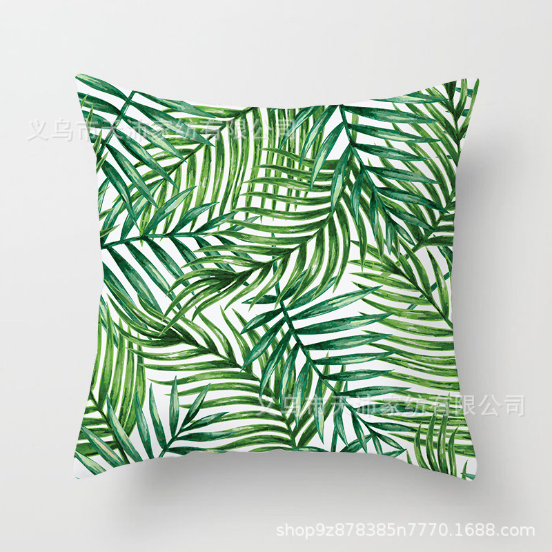 Siesta sofá de coche cintura almohada cojín simple nórdico ins planta verde funda de almohada protección del medio ambiente