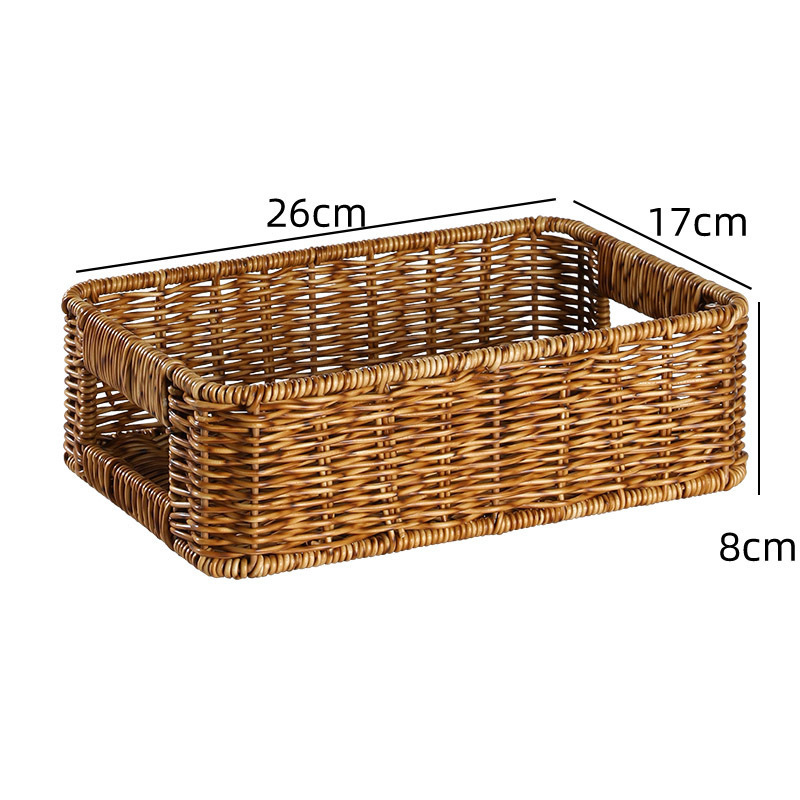 Cesta de almacenamiento de tela de caña imitación ropa sucia juguetes bocadillos cesta de almacenamiento de artículos de bambú tejido casero sala de estar gabinete de televisión escritorio completo
