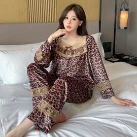 秋冬睡衣女金丝绒长袖长裤蕾丝甜美公主风家居服套装高级感可外穿