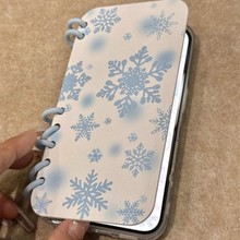 ins冬日雪花翻盖笔记本适用苹果16手机壳iPhone15promax皮套14pro