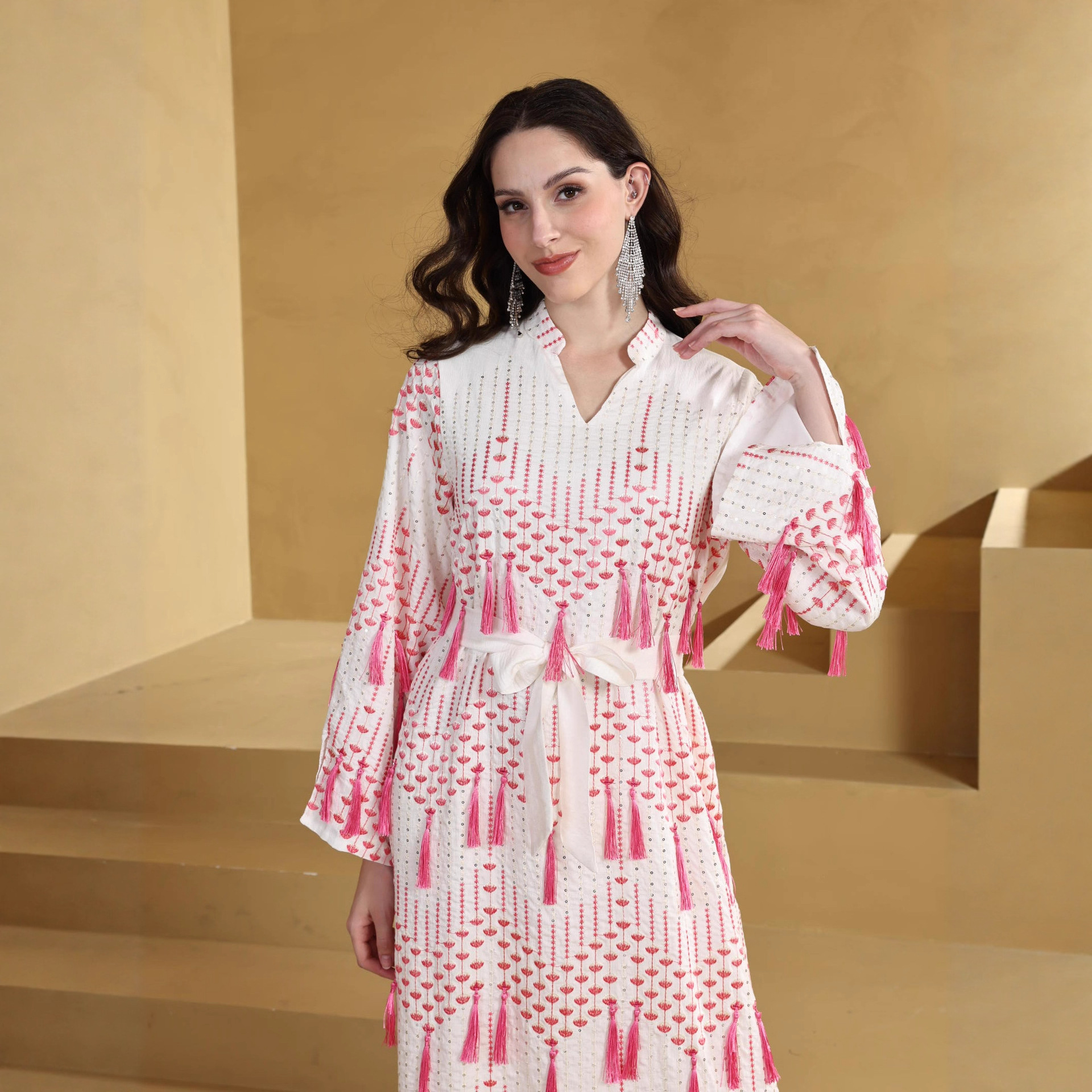 ML5005 Middle Eastern Arab Muslim Robe Foreign Trade Abaya Cross-Border New Dress Women's Ethnic Style_ecoleips.com