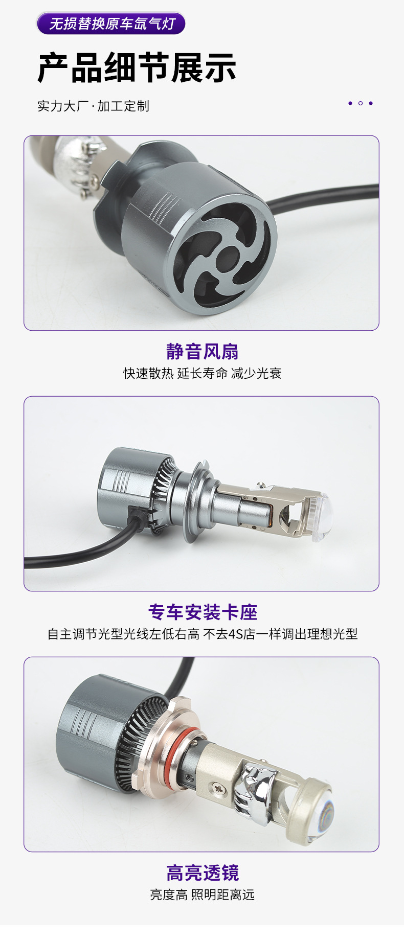 Cross-Border Automotive Led Headlight A80 External Fisheye Turn Signal Lens H4 Motorcycle Modified Headlight