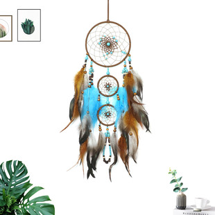 Indian Blue Stone Dream Catcher Hanging Ornaments North American Style Light Luxury Home Wall Decorations Wind Chimes