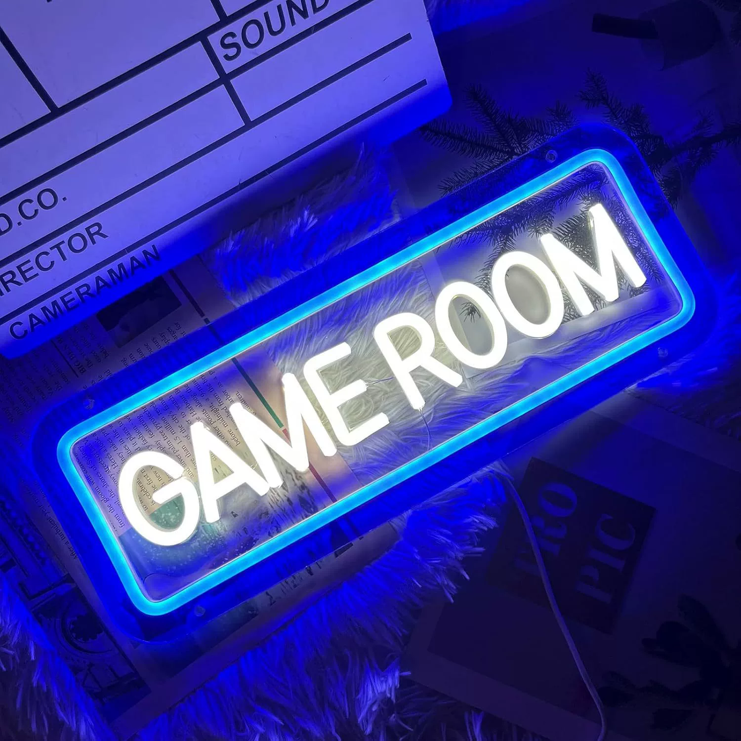 Неоновая светящаяся игровая панель для помещений, светящаяся LED-вывеска (игровая тема)