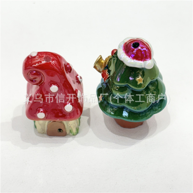 带孔电镀树脂立体圣诞系列串珠笔配件手机钥匙链diy手工饰品材料|undefined