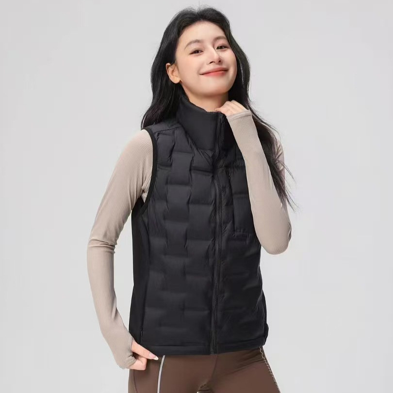 Pinghu chaqueta de pluma de mujer chaleco 90 lana nuevo tipo ligero otoño y invierno de moda casual abrazadera de caballo universal chaleco cálido abrigo