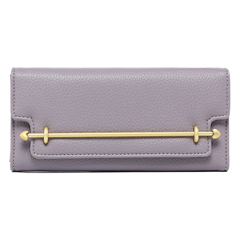 Cartera de mujer, estilo largo, lujo ligero, monedero de nicho, color sólido de alta gama, bolso de mano con tapa abatible creativa, venta al por mayor.