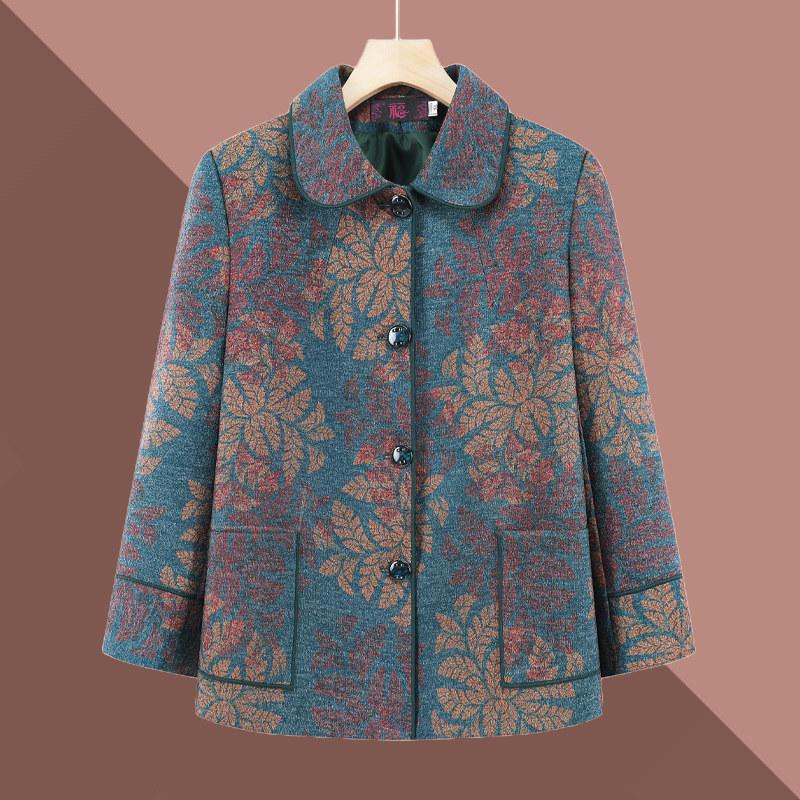 中老年人秋冬外套女短款大码妈妈加厚衣服老太太加绒上衣奶奶褂子