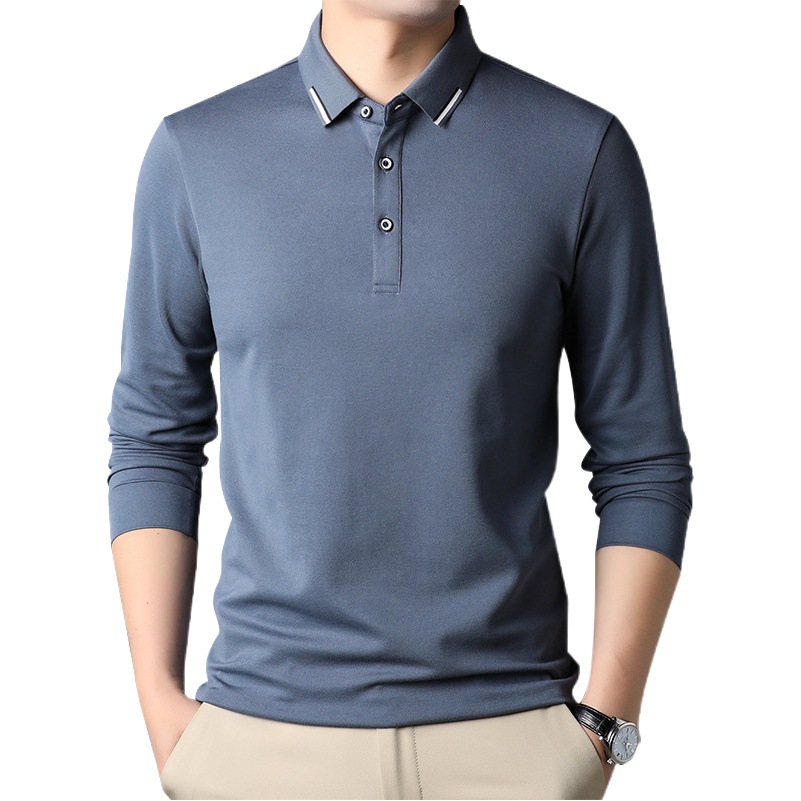 2025 primavera manga larga solapa polo de alta calidad color sólido camisa POLO para hombre camisa suelta casual de todo fósforo para hombre