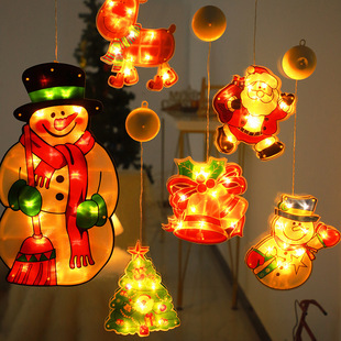 Cross-Border Led Small Lanterns Christmas Suction Cup Battery Flashing String Lights Starry Sky Window Glass Decoration Ins Star Lights