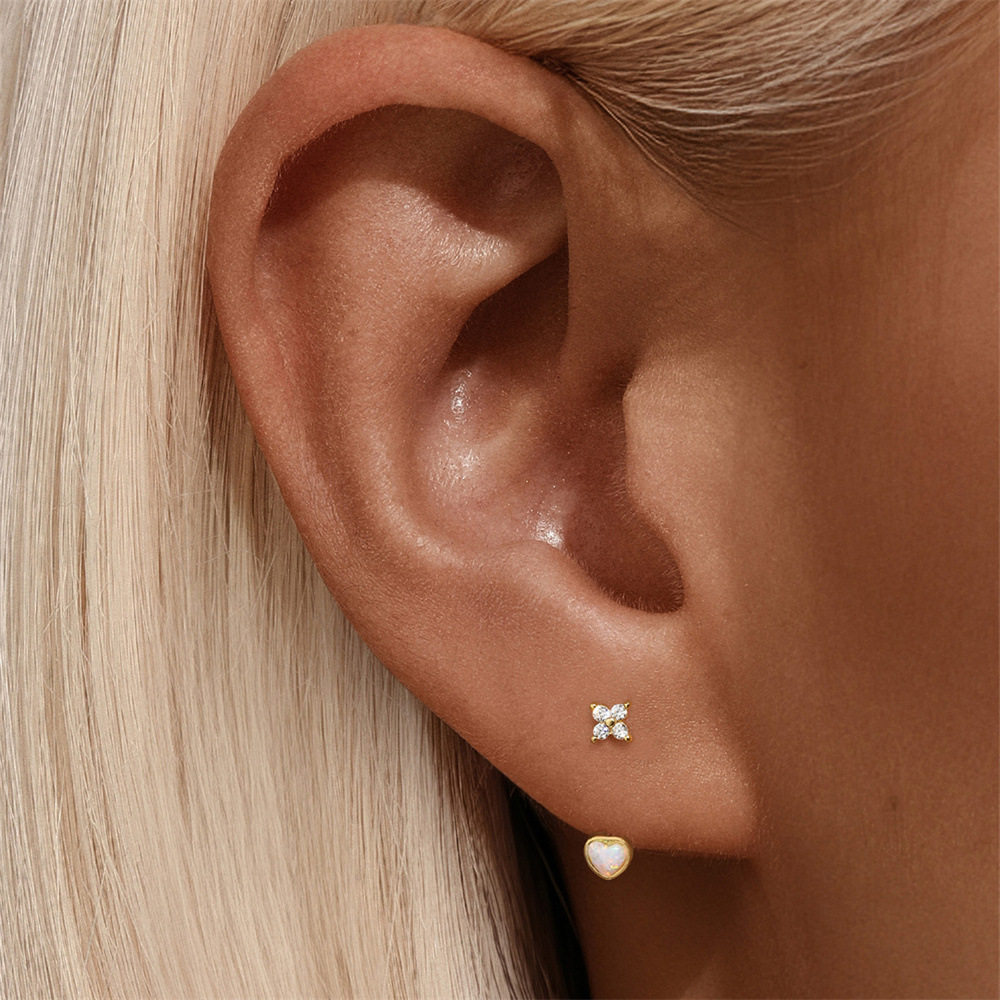 1g Weight 925 Sterling Silver Ear Needle Material Zircon Inlay Material Drop Earrings, Ear Studs Classification 1 Pair Quantity Daily Occasion 925 Sterling Silver Material Four Leaf Clover, Heart Shape Pattern All Seasons Season Women's Gender Plating Design IG Style Style 1 Pair 925 Sterling Silver Four Leaf Clover Heart Shape Zircon Drop Earrings Ear Studs 4