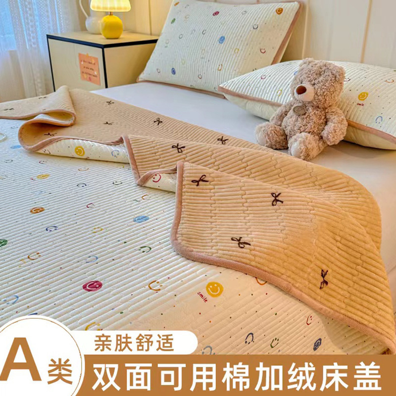2025新款棉加绒A版纯棉B版牛奶绒床盖双面学生床单垫子床垫批发|undefined