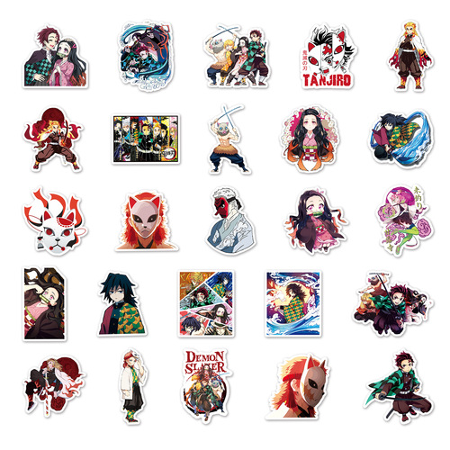 50 pieces of Kimetsu no Yaiba graffiti personalized cross-border Japanese comic peripheral Gouka hand account DIY skateboard luggage stickers anti-