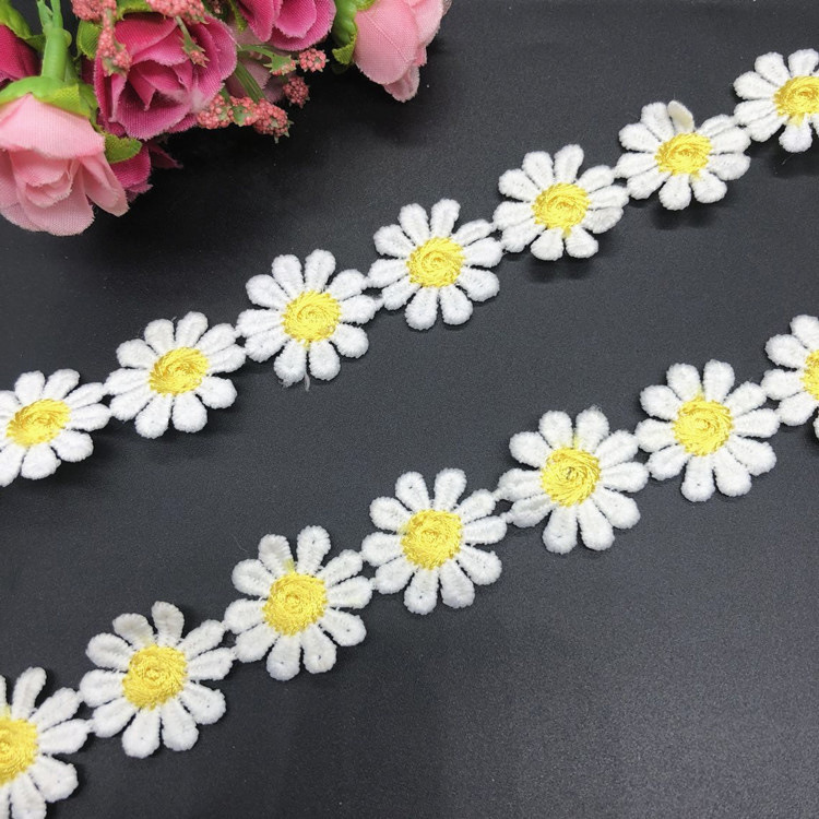 RY color encaje flores pequeñas accesorios hecho a mano bricolaje encaje correa lateral ropa cortina bordado tela material decoración