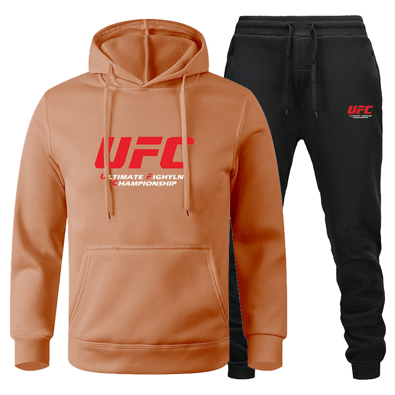 Traje de suéter de hombre transfronterizo de amazon otoño e invierno sudadera con capucha de lana roja UFC comercio exterior ocio traje deportivo