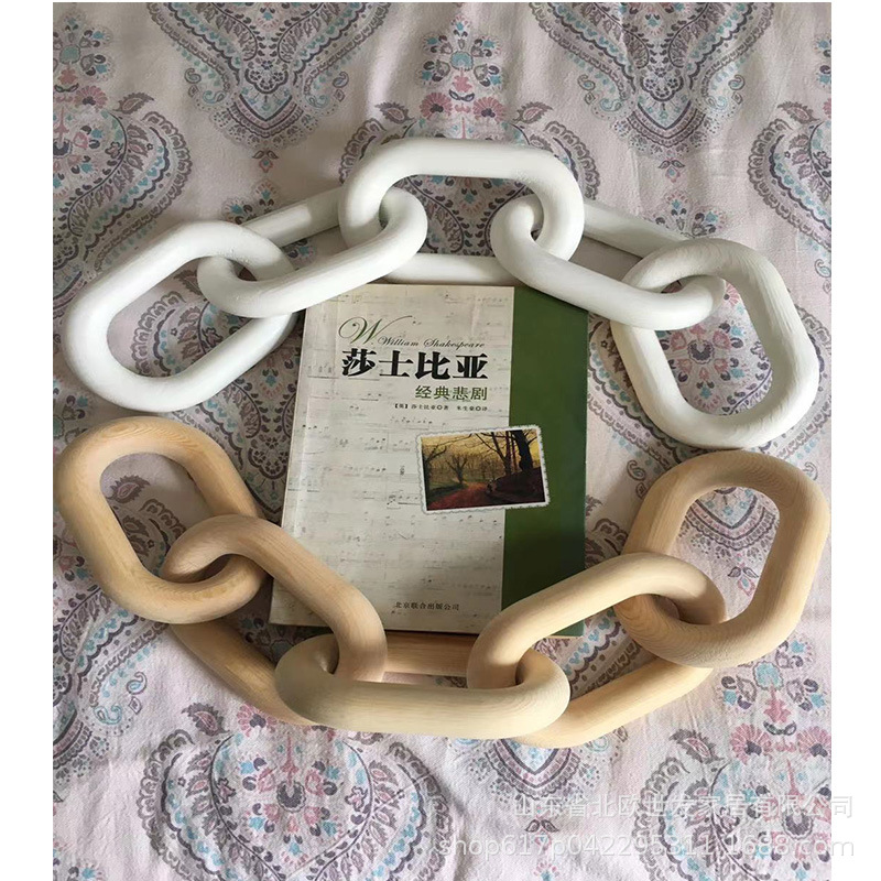 木制装饰木链条木环五环木链扣木链子装饰挂件木质工艺品摆件跨境