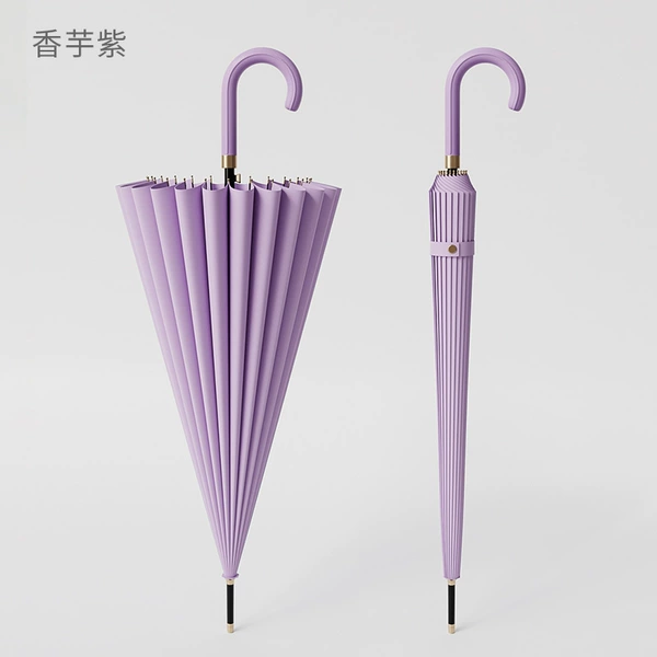 24 ribs enlarged automatic curved handle business umbrella - taro purple (fiber toughness umbrella ribs)