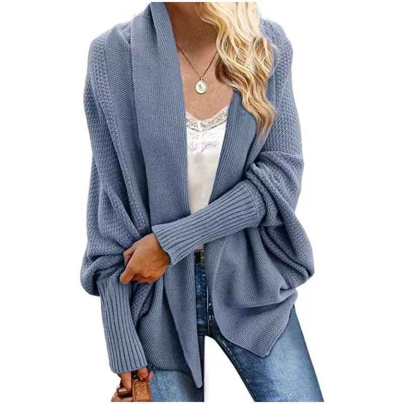 Europe and the United States cross-border Amazon AliExpress knitted shawl sweater bat sleeve plus size knitted cardigan sweater coat