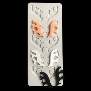Christmas elk antler fondant silicone mold cake paper cup small antler chocolate card insertion decoration accessories mold