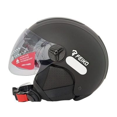 New national standard A battery car electric half helmet anti-helmet autumn and winter four seasons universal men and women (Motosiklet kaskı (dəbilqə)) - black-m