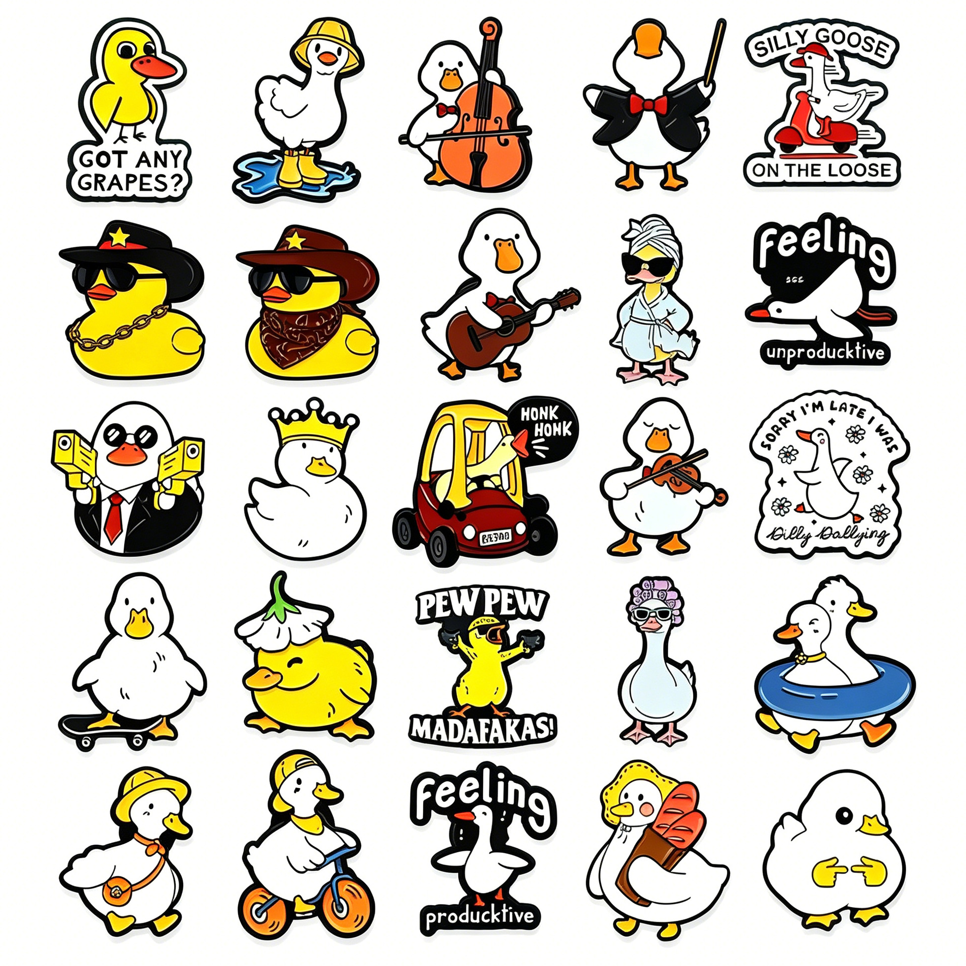 Broche con forma de pato amarillo frito fresco transfronterizo, bolso de pareja de dibujos animados lindo, accesorios fijos, pines de placa de aleación