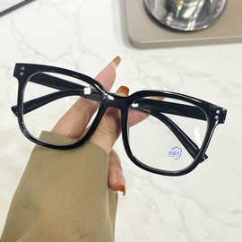 2023新款米钉眼镜框女方形眼镜可配近视平光镜韩版时尚眼镜架男潮