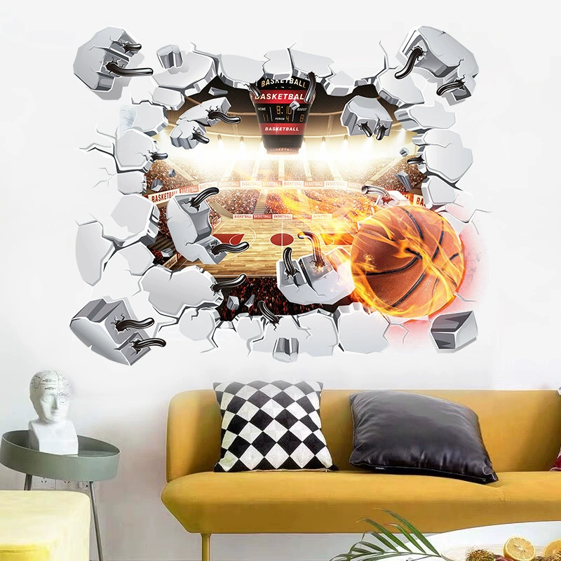 Внешняя торговля новый спортивный стикер стены футбол баскетбол наклейка детская комната мяч водонепроницаемая декоративная наклейка может быть удалена