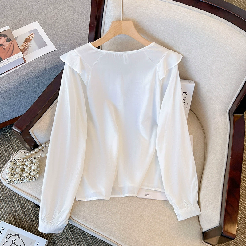 Autumn long-sleeve, shirt, 2023, Korean style, fitted