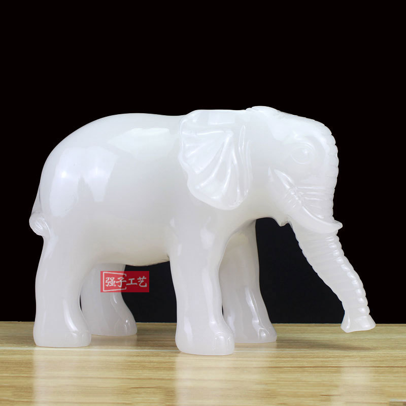 招财大象摆件中式办公室桌面装饰品吸水象摆设一对可爱小象工艺品