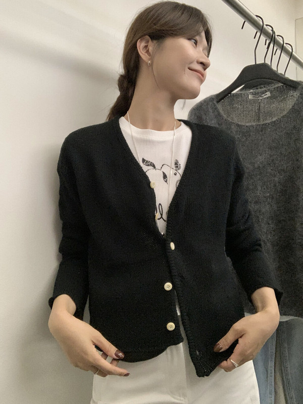 【MISS密思家正品店】休闲日常简约风V领纯色针织开衫女装A06697|undefined