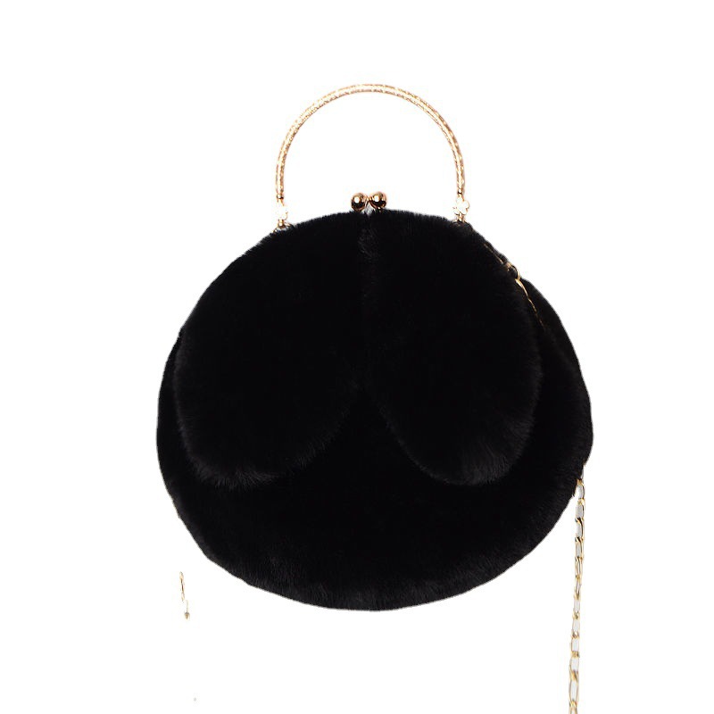 Bolso de Mano de Peluche con Orejas de Conejo 2024, Bolso de Cadena para Teléfono Móvil para Mujer, Lindo Bolso Cruzado de Hombro con Orejas de Conejo