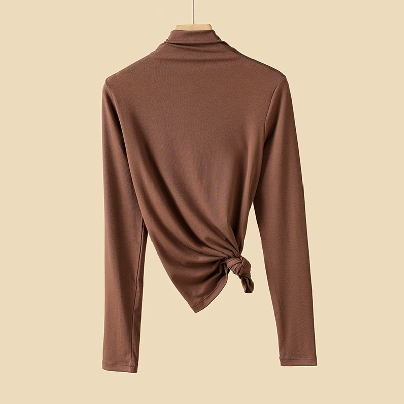 Fitted Long-Sleeve High-Collar Top, Thin Autumn Base Layer, Body-Friendly Fit
