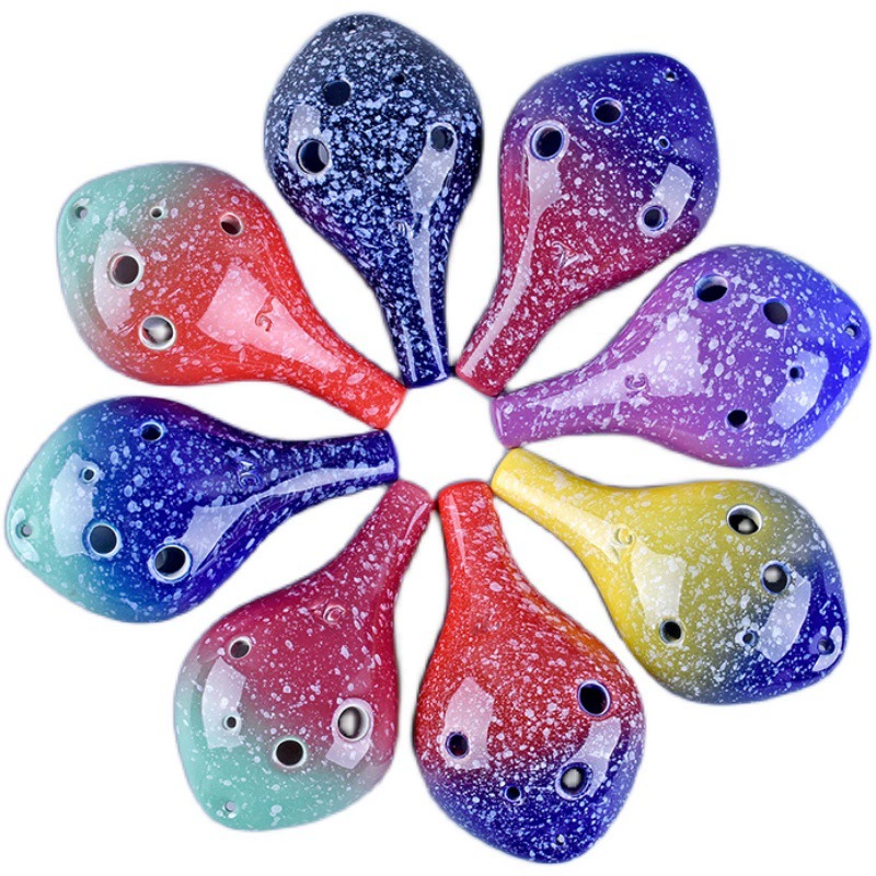 Six-hole oval alto AC-tuning starry sky pottery beginners students perform musical instruments 6-hole C-tuning oval can be engraved