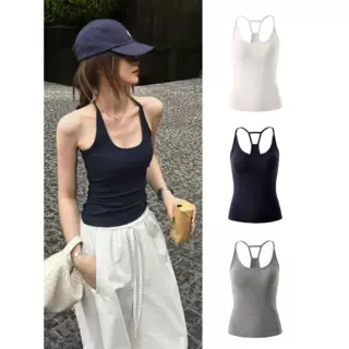 免穿内衣吊带背心女夏季带胸垫高弹修身显瘦工字美背打底内搭上衣