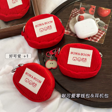 新迷你零钱包耳机纳包学生零钱包高颜值灯芯绒耳机包便携包包