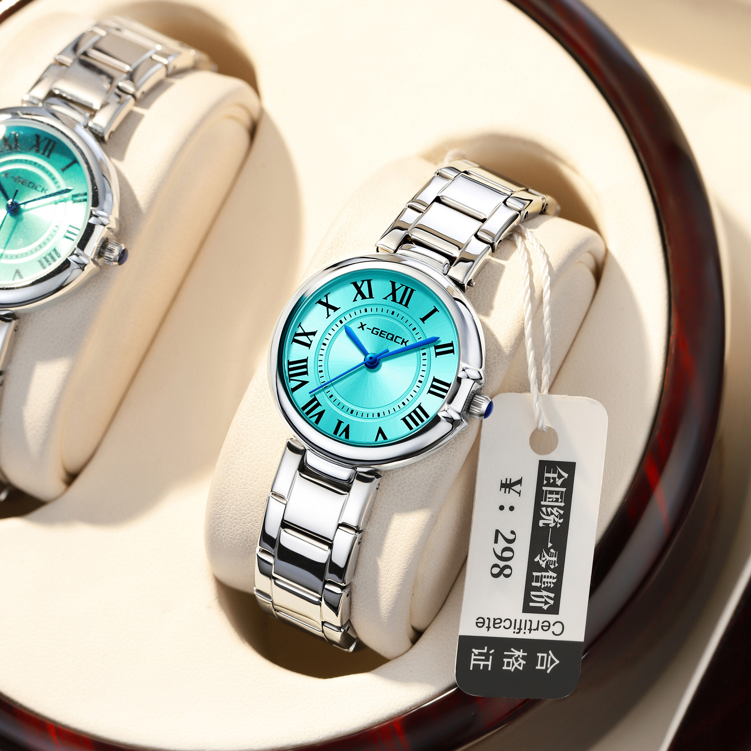 瑞士注册品牌手表女时尚小众轻奢气质钢带复古罗马刻度防水腕表