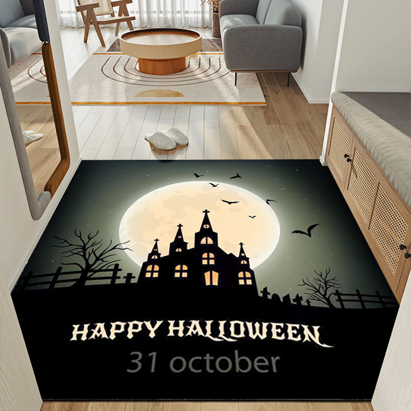 Fábrica transfronteriza alcantarilla cubierta de alcantarilla alfombra de payaso estera de la puerta de Halloween cráneo diseño fantasma cara estera del pie estera del baño
