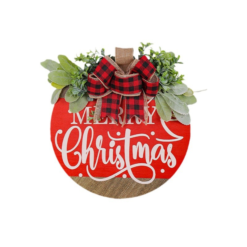 Guirnalda de madera con la frase 'Feliz Navidad' para colgar en la puerta, decoración navideña para escaparates de centros comerciales, venta al por mayor