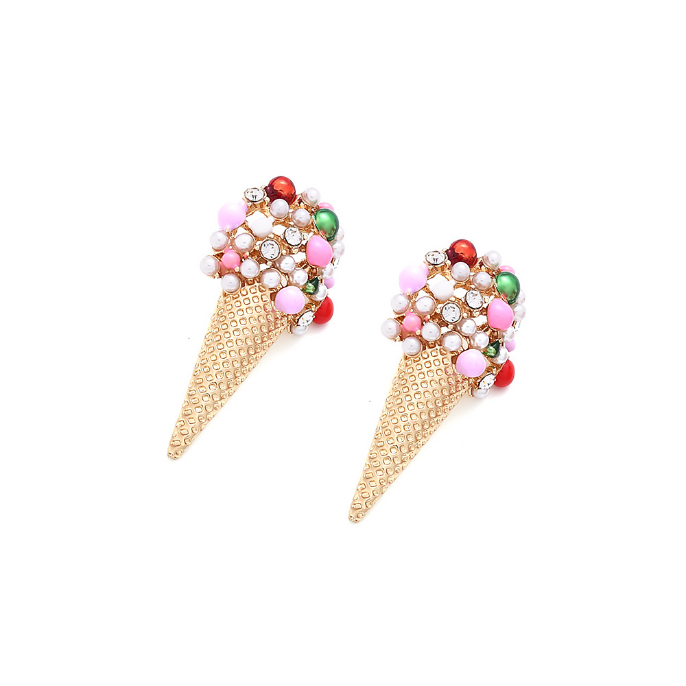 1 Pair Sweet Ice Cream Enamel Imitation Pearl Alloy Ear Studs display picture 3
