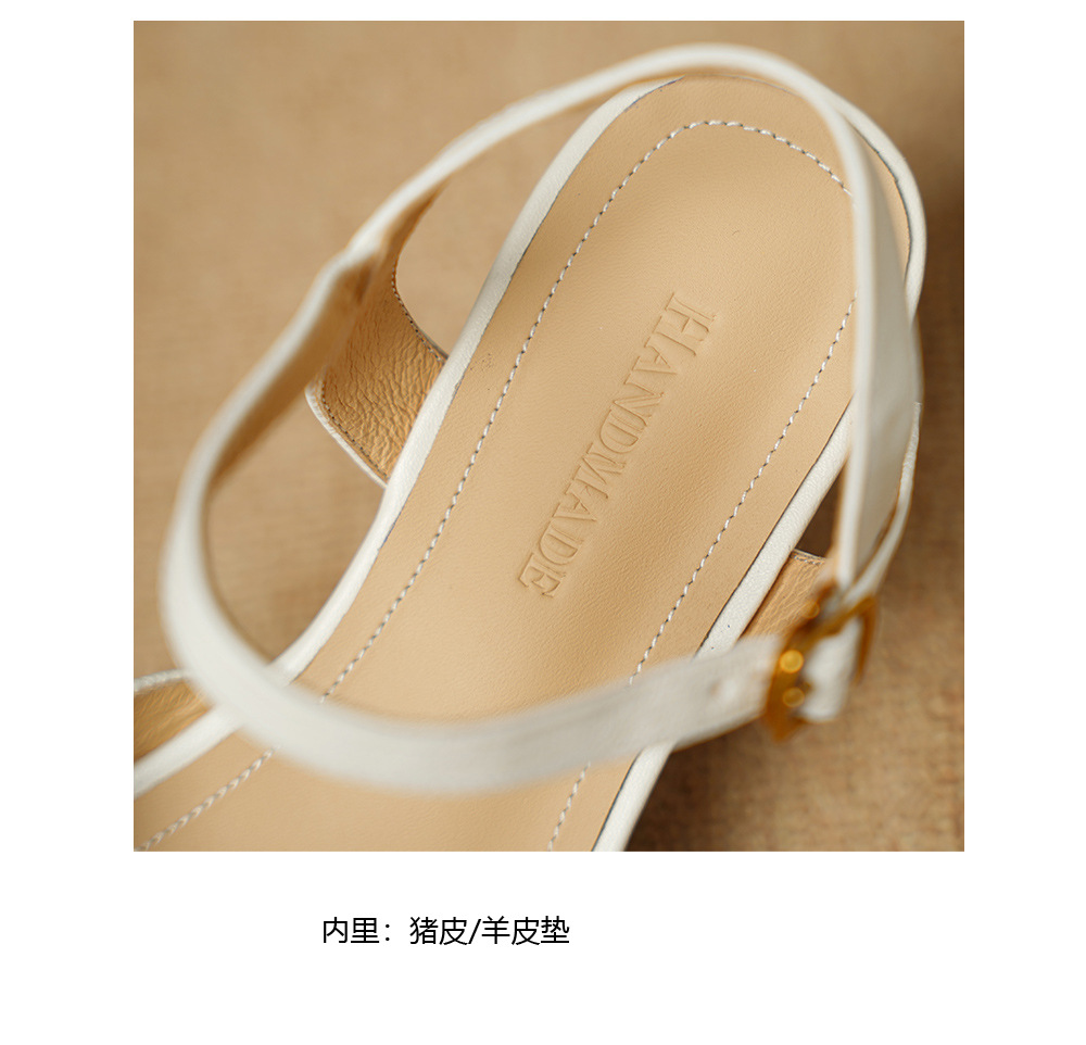 Sandal nữ bít mũi da cừu quai ngang hoa trà đế thấp — Màu đen chi tiết 20