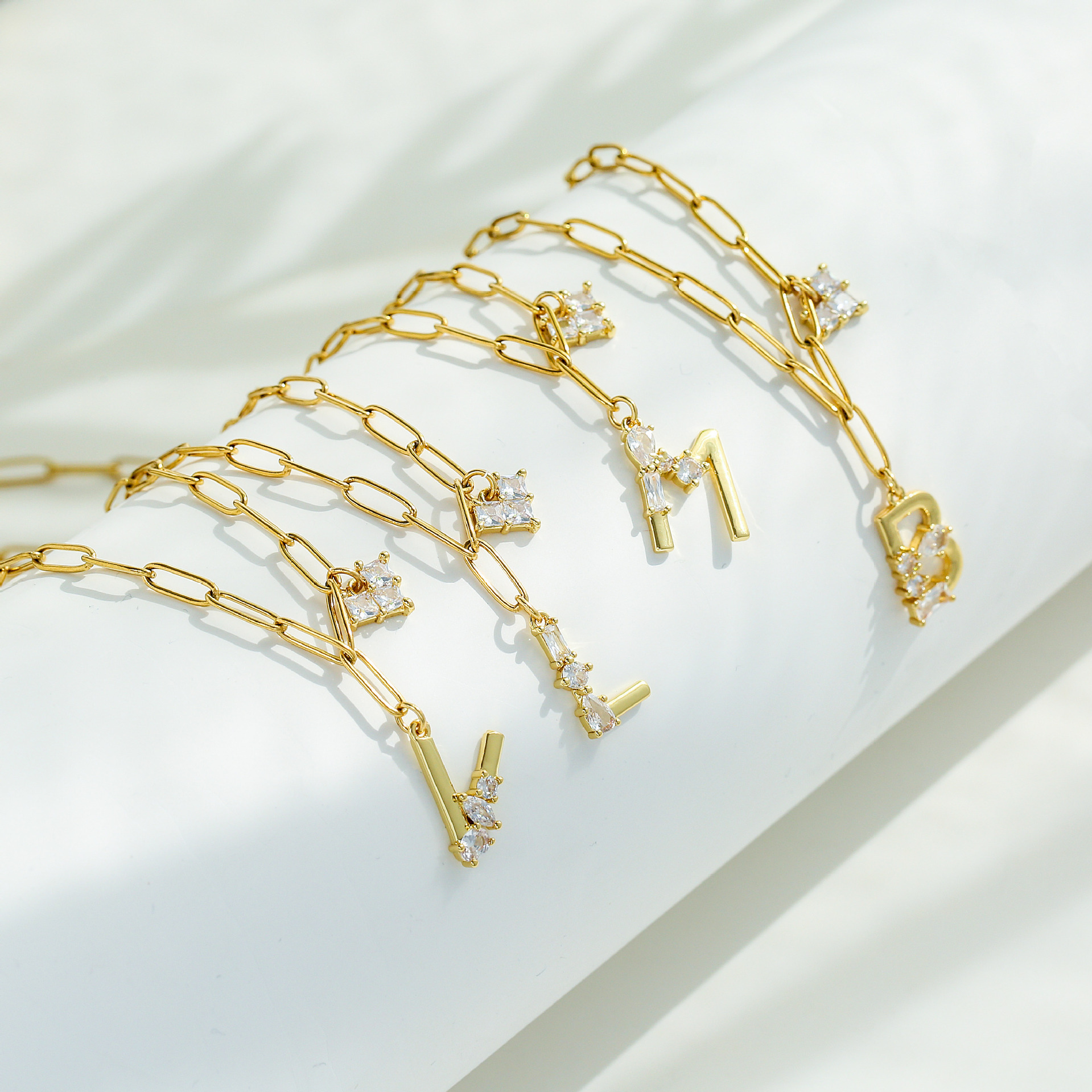 Zircon Micro-Inlaid Heart-Shaped English Letter Necklace Stainless Steel Necklace