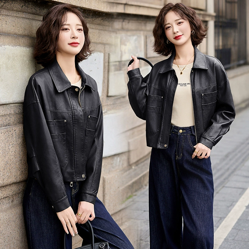 Spring branded fashionable jacket, genuine leather, 2025 years, western style